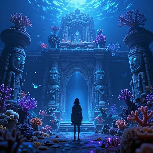 Pixu in Glowing Underwater Temple