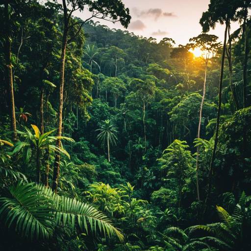 Lush Rainforest at Sunset Lush Rainforest at Sunset