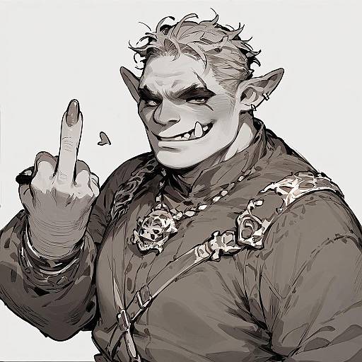 Shrek Furry Anime Lineart Middle Finger