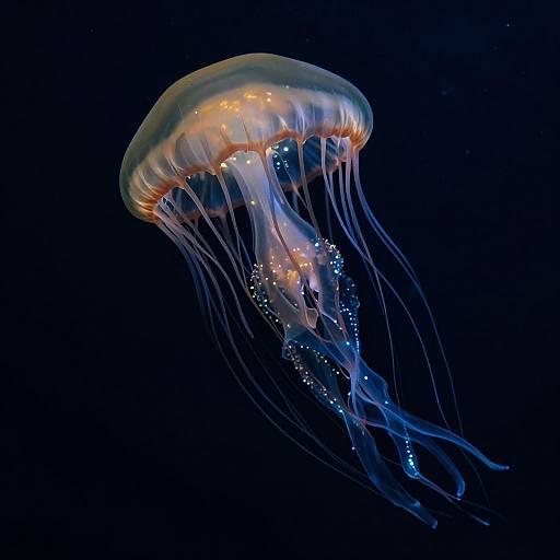 Giant Glowing Black Jellyfish Abyss