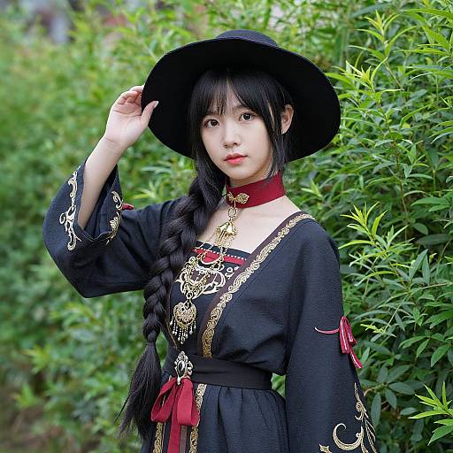 Solo Woman in Elegant Plant Costume