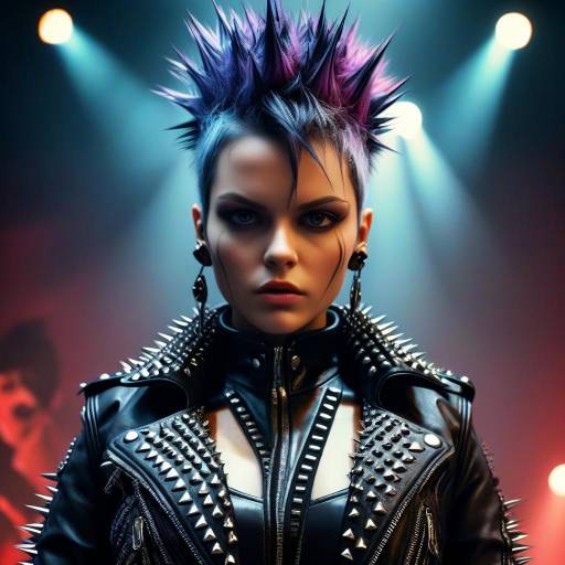 Punk Rock Woman with Spiked Hair and Studded Jacket