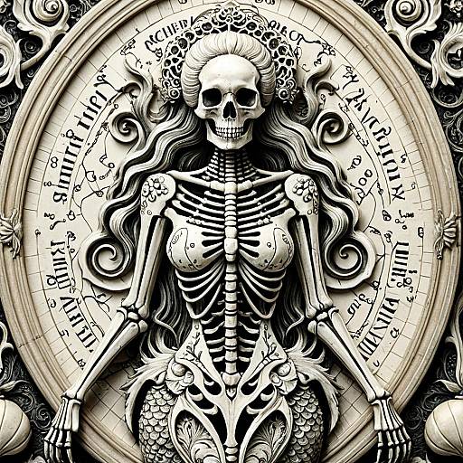 Ornate Rococo Mermaid Skeleton Sculpture