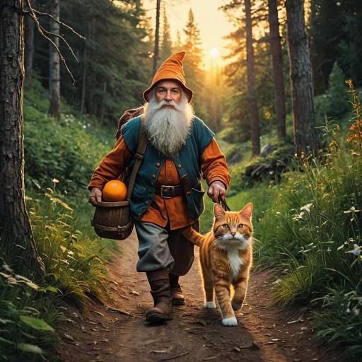 Whimsical Gnome Trekking at Sunset Whimsical Gnome Trekking at Sunset