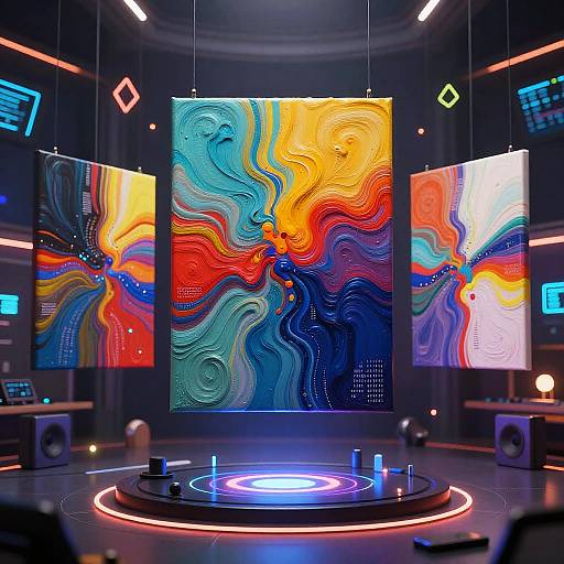 AI Artist Creating Abstract Virtual Art