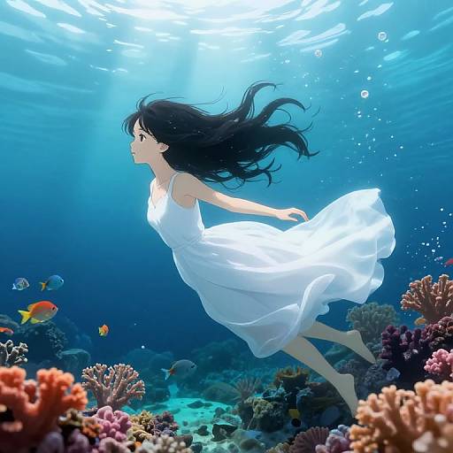 Serene Anime Girl Underwater Dream