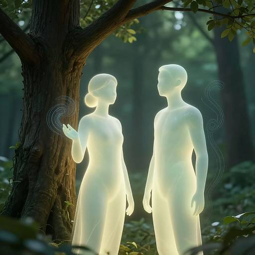 Serene AI Companions in Forest