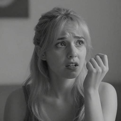 Concerned Young Woman Black and White