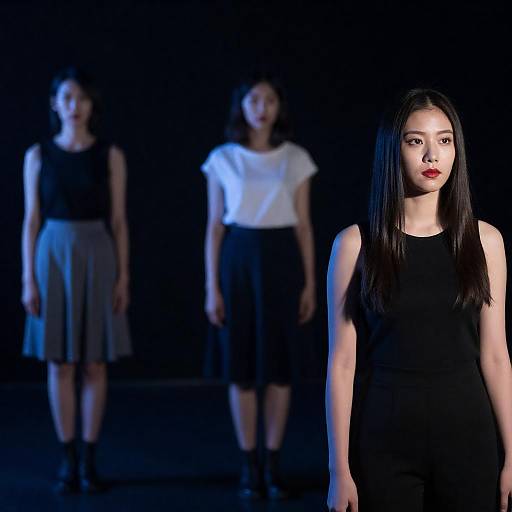 Three Women in Dim Blue Light