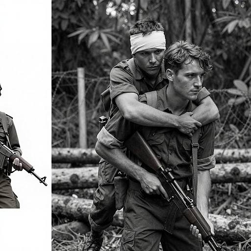 Dramatic Jungle Soldiers in Black and White