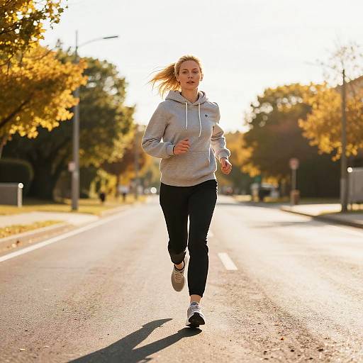 Sunlit Jogging Blonde Woman