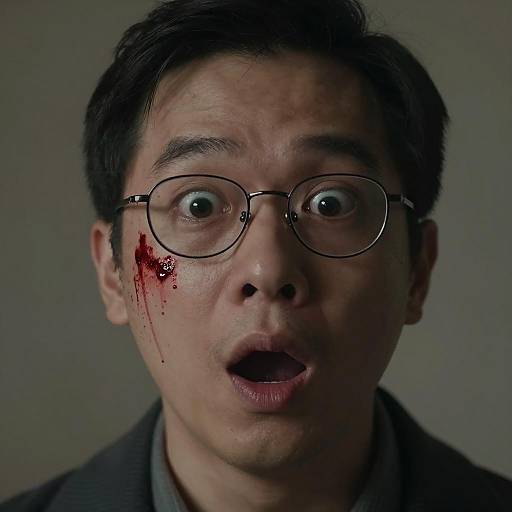 Intense Close-Up of Shocked Man