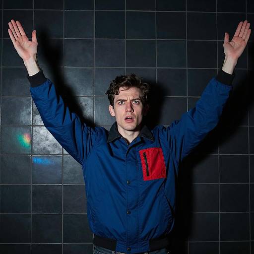 Intense Man in Blue Jacket Portrait