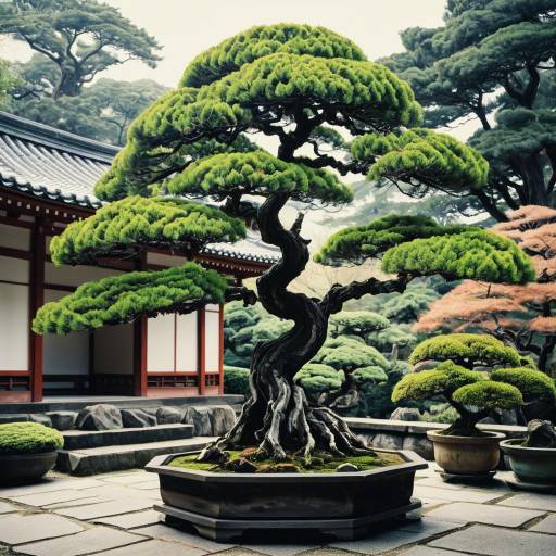 Cinematic Watercolor Bonsai in Garden