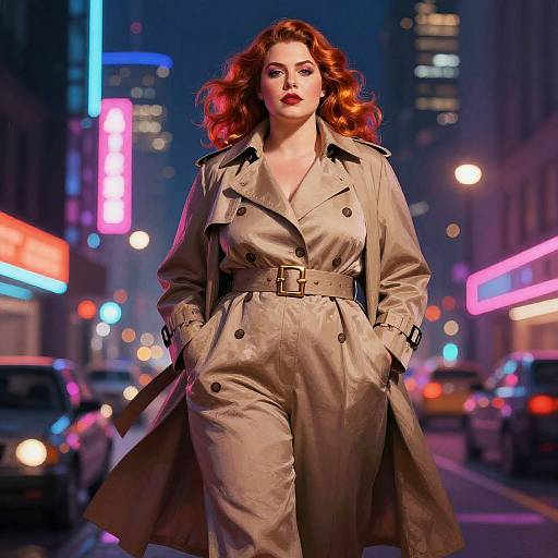 Neon City Fashion: Copper-Auburn Portrait