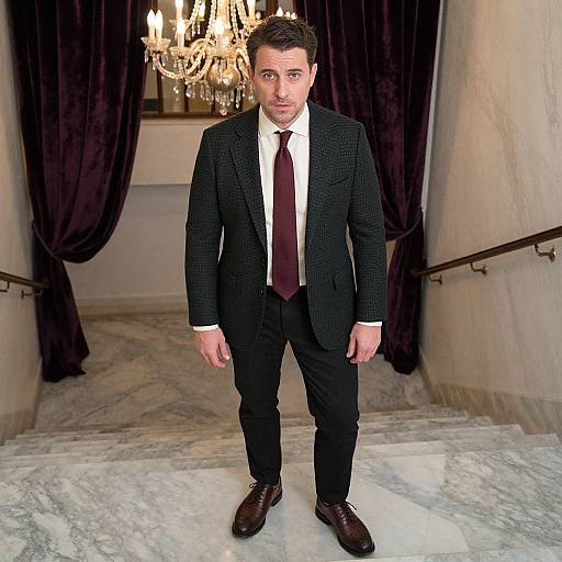 Stylish Man on Grand Staircase