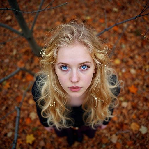 Ethereal Autumn Portrait with Luminescent Hair