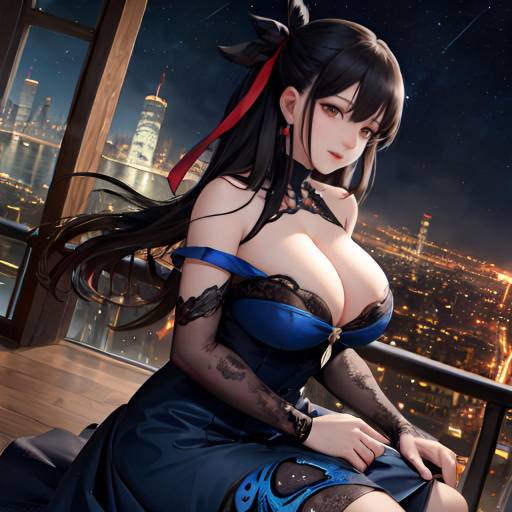 High-Quality Anime Girl on a Rooftop