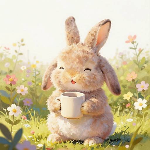 Whimsical Gouache Baby Bunny