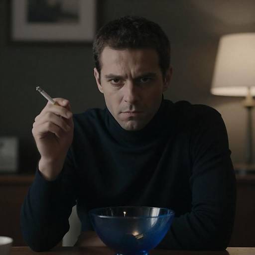 Moody Portrait of Man with Cigarette