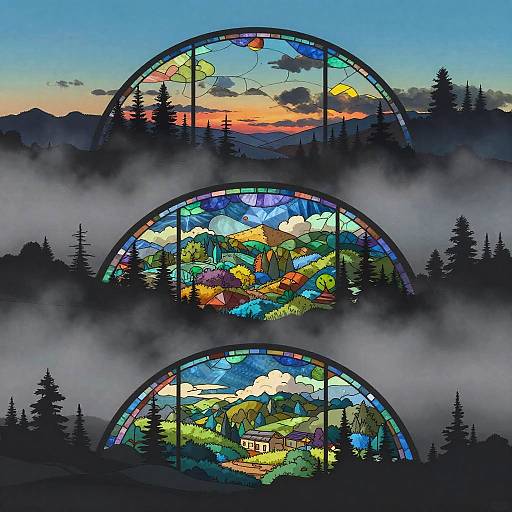 Layered Silhouette Landscape Vector Art