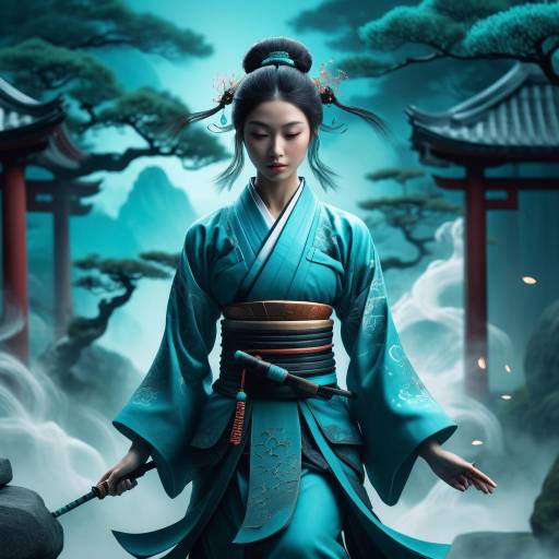 Enchanting Female Spirit Warrior in Zen Garden Enchanting Female Spirit Warrior in Zen Garden