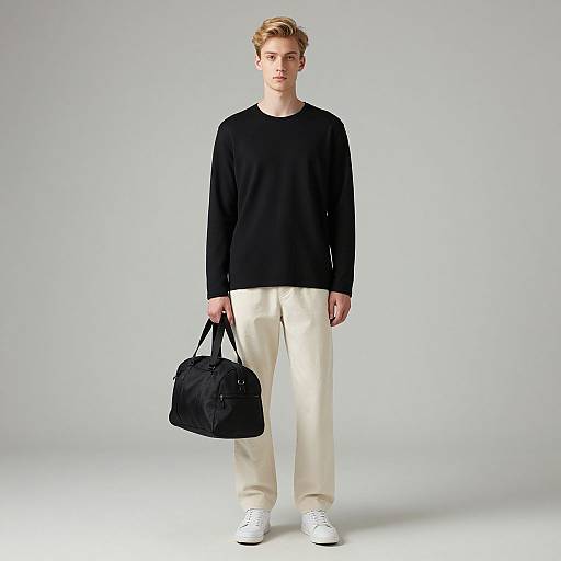 Slim Young Man with Duffel Bag