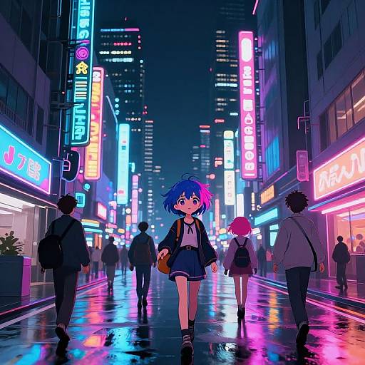 AI Anime Cyberpunk Cityscape Night