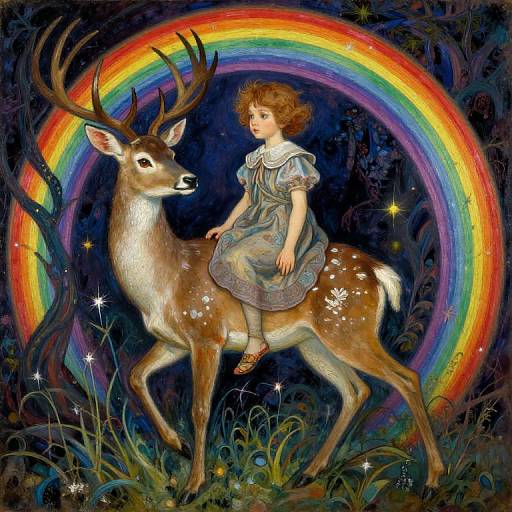 Mystical Fantasy Teenager Deer Portrait