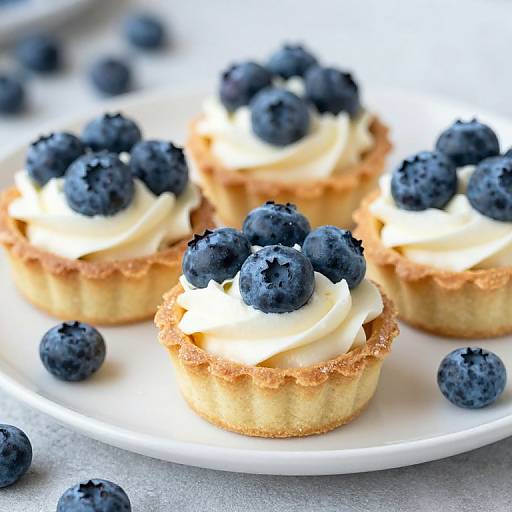 Blueberry Macaroon Tartlets with Cream