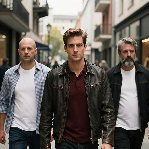 Street Scene with Three Distinct Men