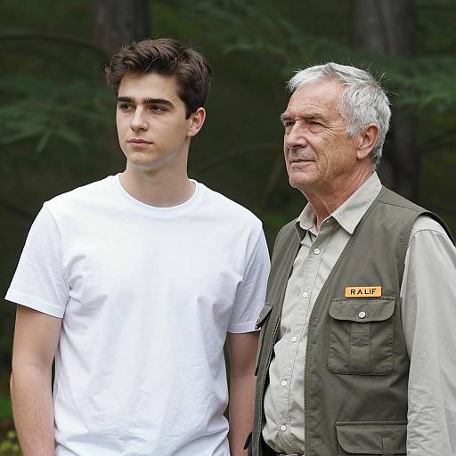 Two Men Standing in Forest