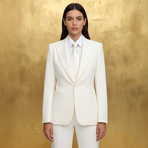 Woman in White Tuxedo Elegance