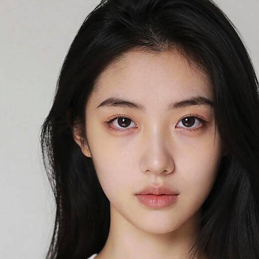 Portrait of Young Woman with Black Hair