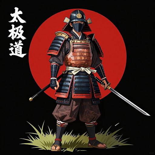Samurai in Armor with Katana Illustration