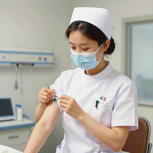 Nurse Administering Injection in Clinic