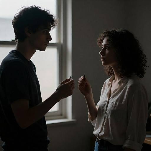 Intense Silhouette Encounter in Shadows