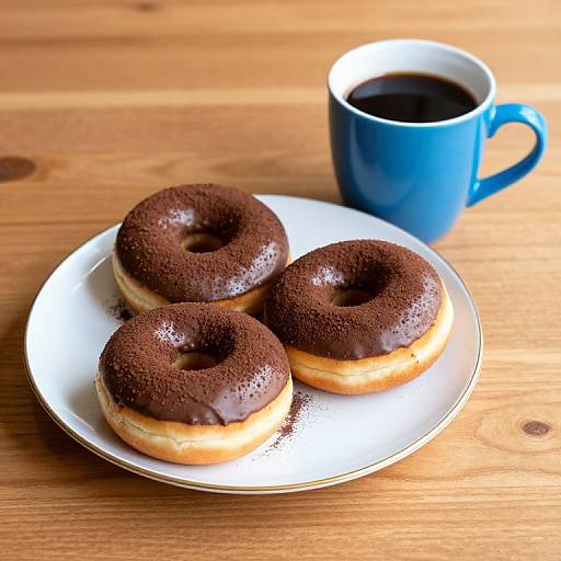 Chocolate Donuts with Coffee Setup