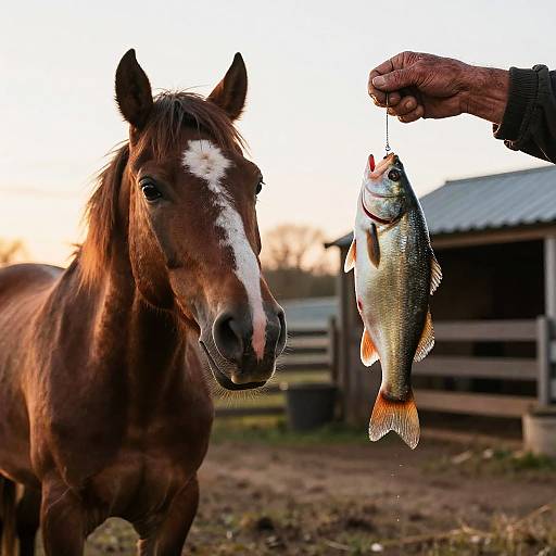 Puzzled Horse and Curious Fish