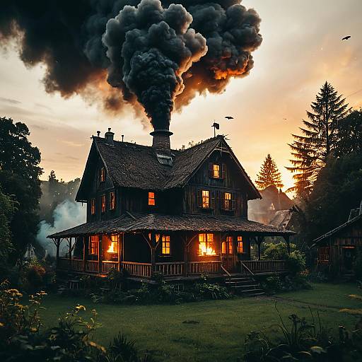 Surreal Sunset: Enchanted Rustic Scene