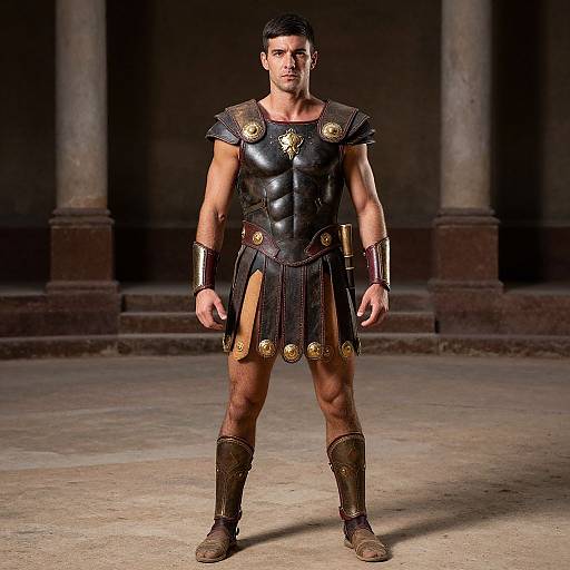 Man in American Gladiator Outfit