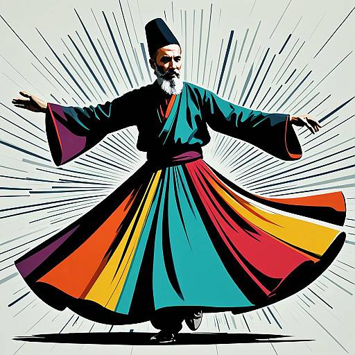 Colorful Whirling Dervish in Abstract Art Style