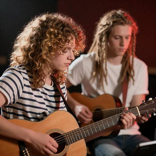 Two Musicians Playing Acoustic Guitars