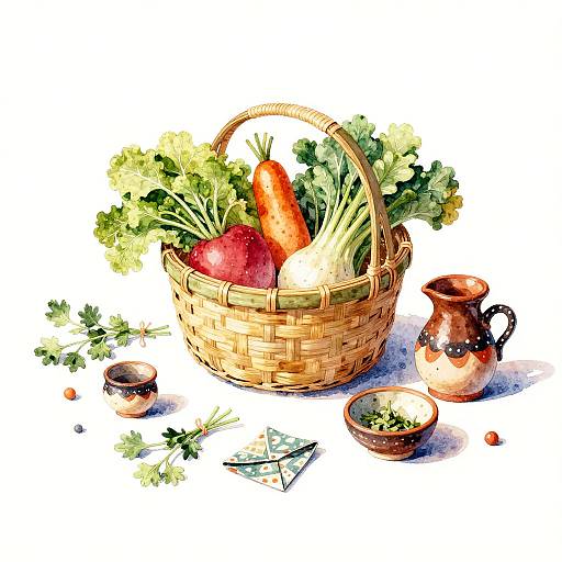 Whimsical Mixed Media Vegetable Still Life