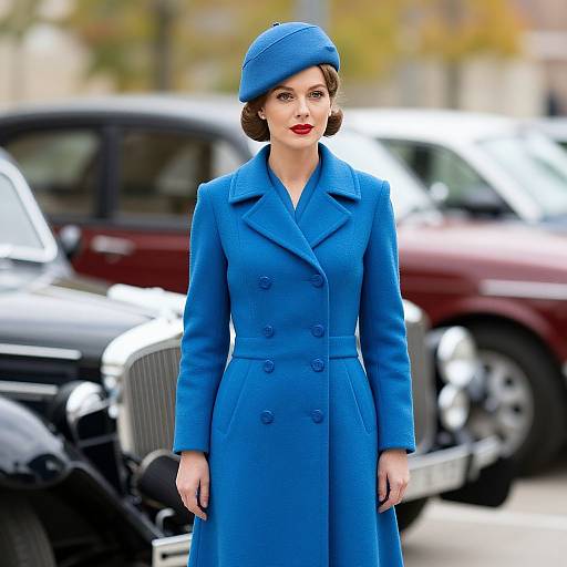 Elegant Woman in Vintage Blue Fashion