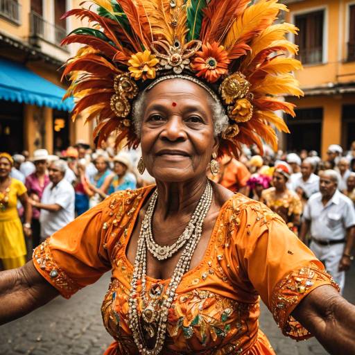 Elderly Dancer Amidst Rio's Carnival Splendor Elderly Dancer Amidst Rio's Carnival Splendor