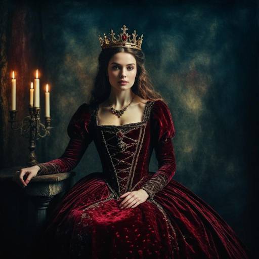 Grunge Medieval Queen in Whimsical Setting