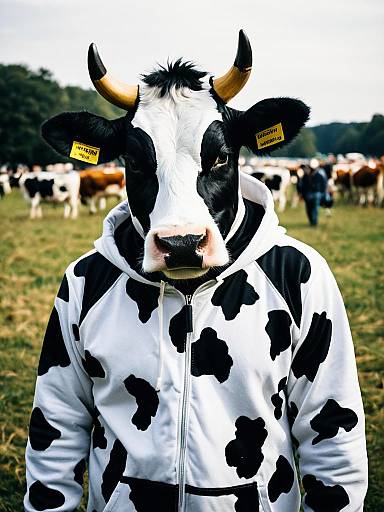 Realistic Man in Cow Suit Cosplay