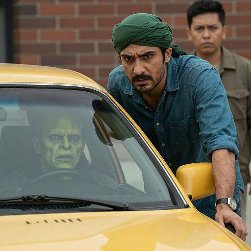 Dramatic Movie Poster with Turbaned Man