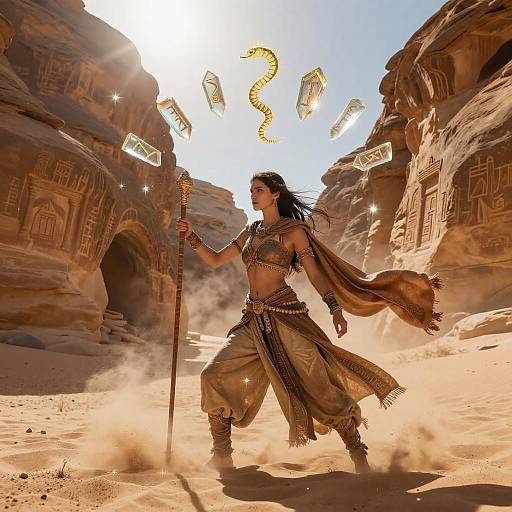 Desert Huntress of Sunbaked Canyons